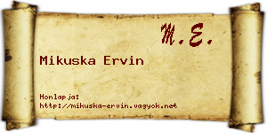 Mikuska Ervin névjegykártya